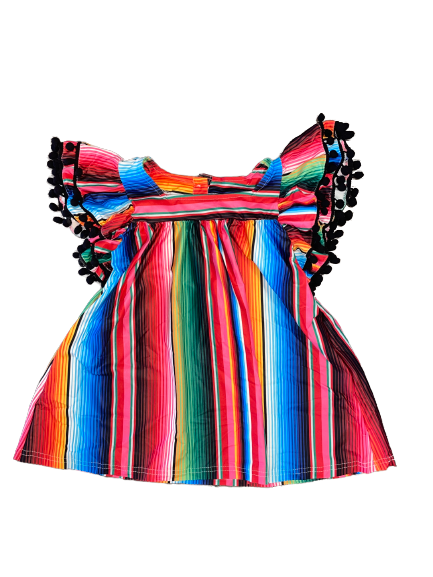 girls festive boutique Serape Flutter Sleeve Shirt
