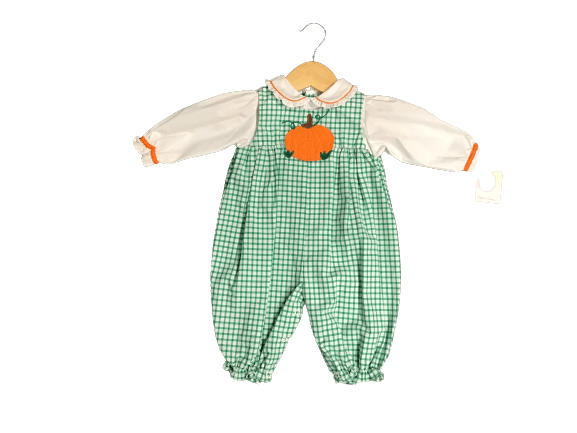 Petit Ami Smocked Pumpkin Girls Romper