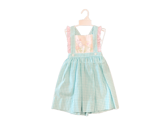 Petit Ami Aqua Check Butterfly Girls Boutique Dress