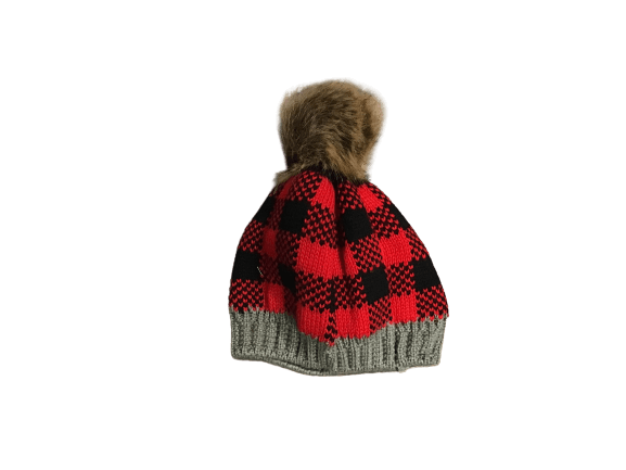 Kids Red Buffalo Checked Beanie