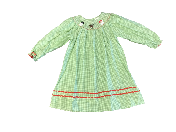 Christmas Smocked Dress with Puff Sleeves Light Green