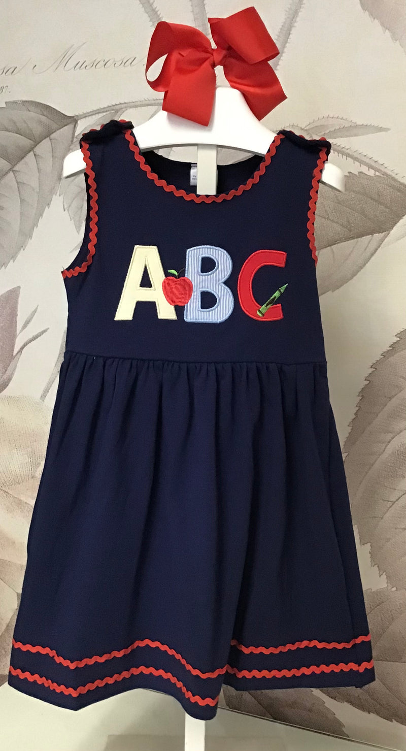 Back To School ABC Applique Girls Sleeveless Dress