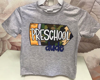 Back To School Boys Grey Dude Shirts Preschool kindergarten first grade