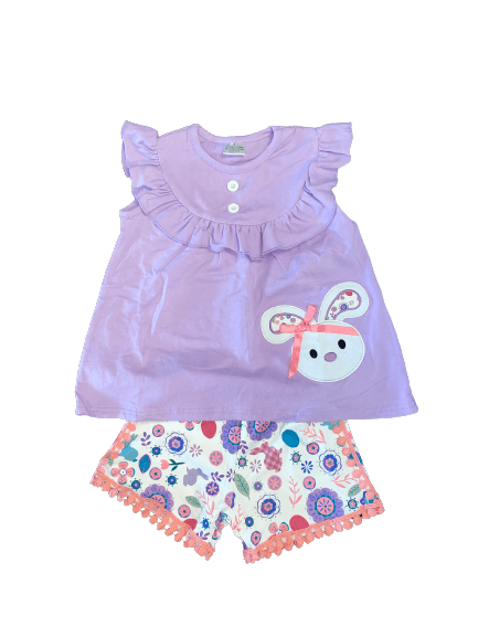 girls Purple Easter Short Set