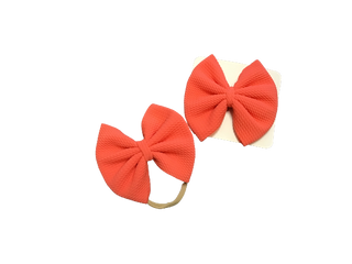 CORAL ORANGE SINGLE BOW, CLIP OR PIGTAIL