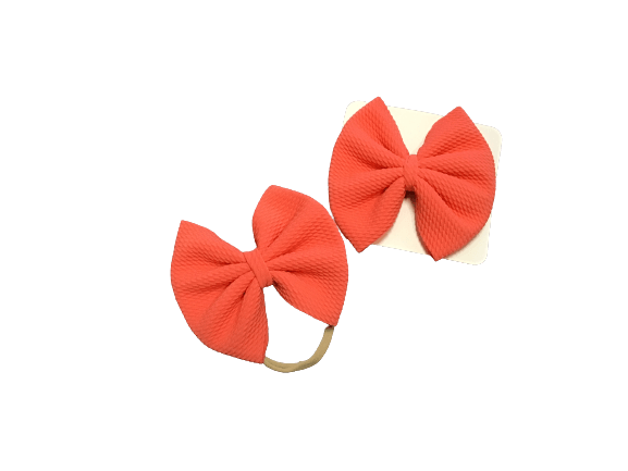 CORAL ORANGE SINGLE BOW, CLIP OR PIGTAIL