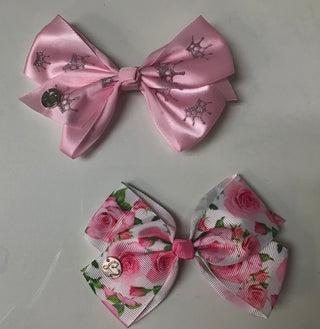 4" single Pink Bow ( roses or crowns)