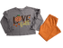 Love Fall Grey Ruffle Sleeve Shirt Or Shirt With Orange Pants