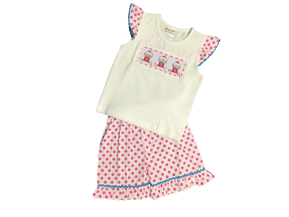 Smocked Girls Gumball Machine Short Outfit