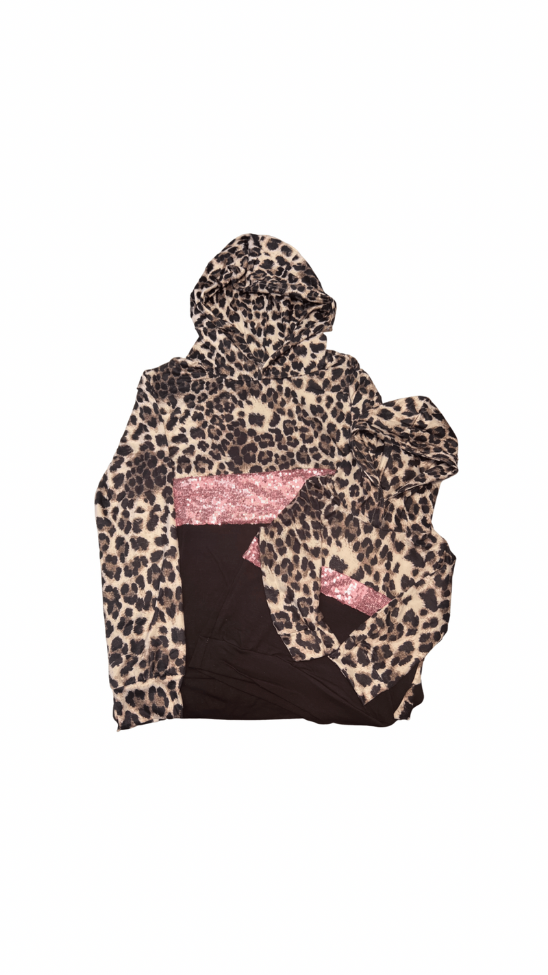 Mom & Me Cheeta Print Pink & Black Hoodie