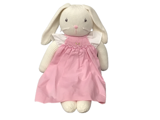 Petit Ami Knit Bunny Doll in Pink Dress