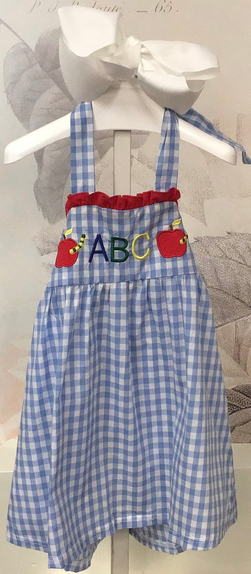 Back To School Sleeveless ABC Blue Checked Dress