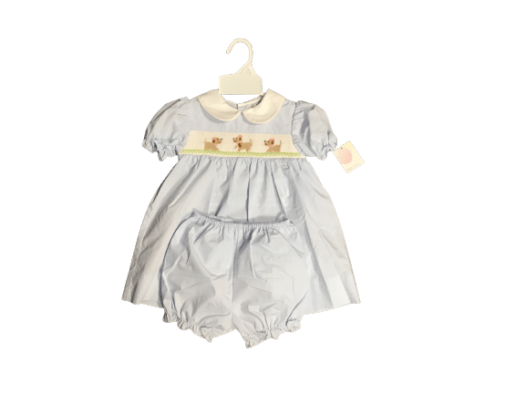 Petit Ami Smocked Puppy dress and Bloomers