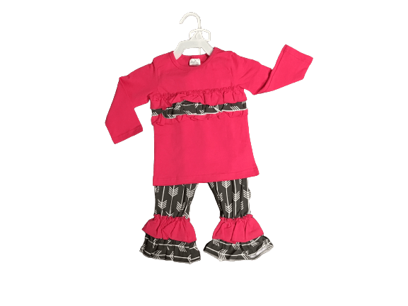 infant pink and grey arrow boutique outfit