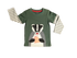 Badger Eating A Sandwhich Applique Boys Green Long Sleeve Shirt
