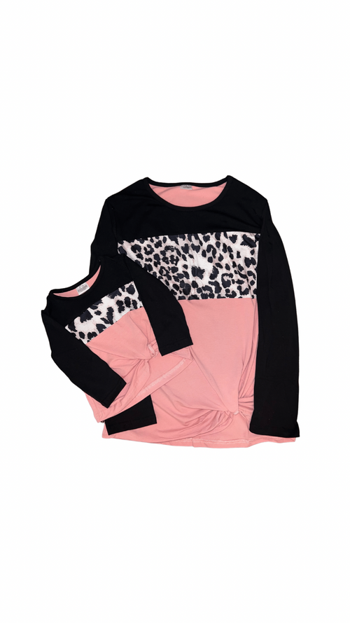 Mom & Me Pink Leopard Print Long Sleeve Shirt