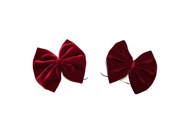 DARK RED VELVET SINGLE BOW CLIP