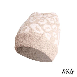 Beige Leopard Print Beanie Hat