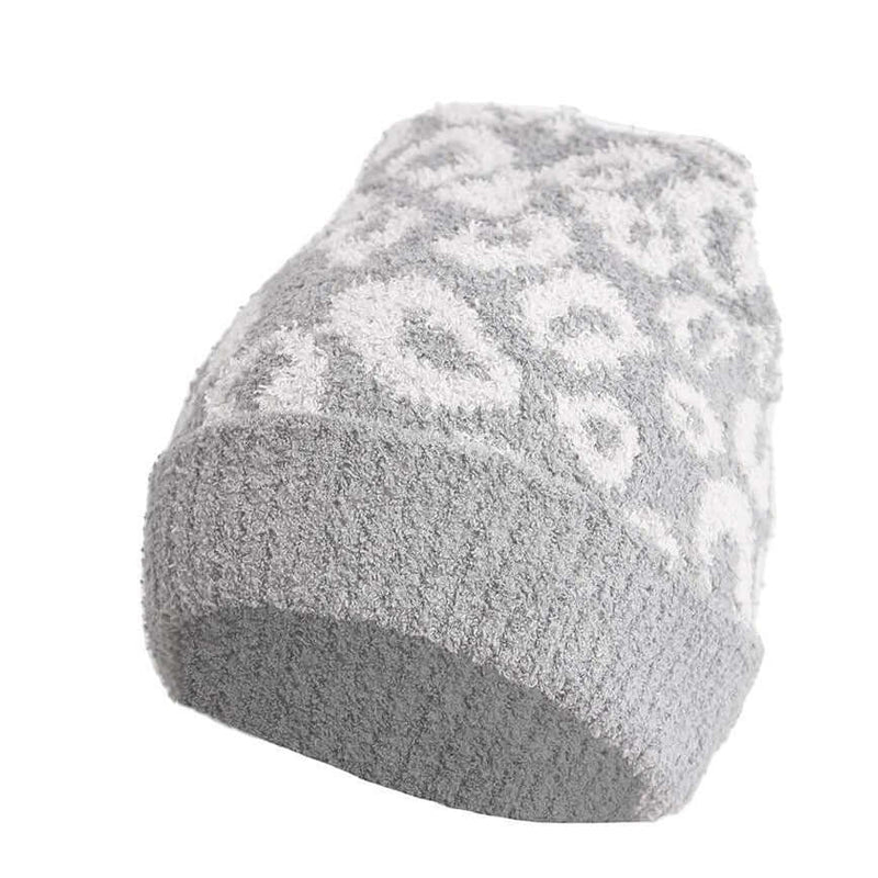 Gray Leopard Print Beanie