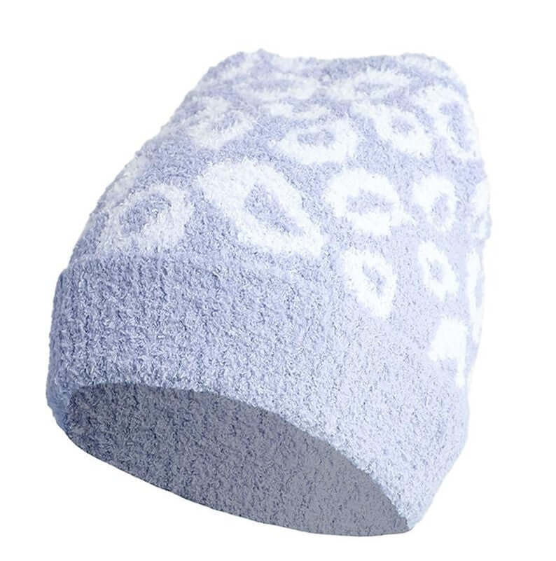 Soft Blue Leopard Print Beanie