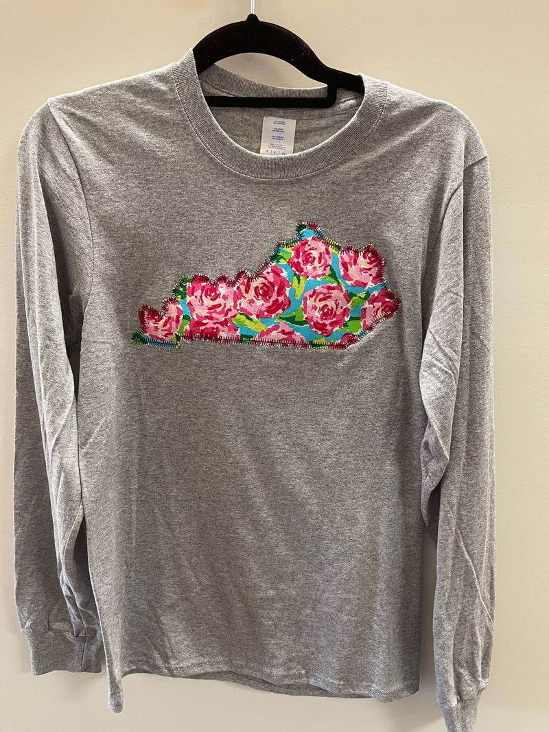 Lilly Pulitzer Inspired Rose Fabric Applique Shirt