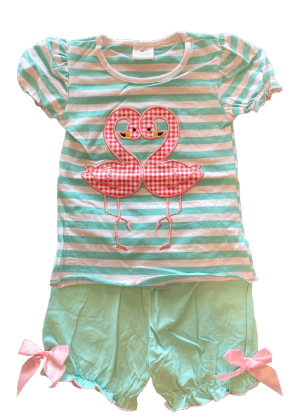 Mint Green Flamingo Shorts Outfit