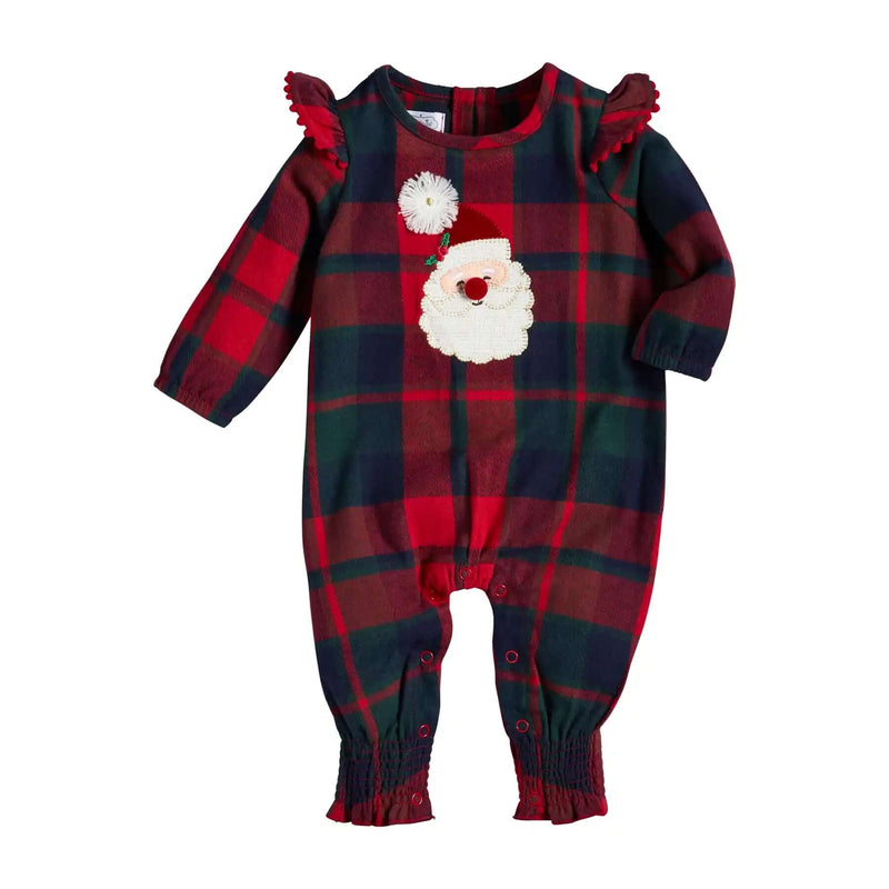Mud Pie  Plaid Santa Baby Bodysuit