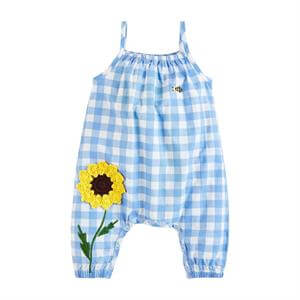 mud pie sunflower light blue and white checked girls longall 