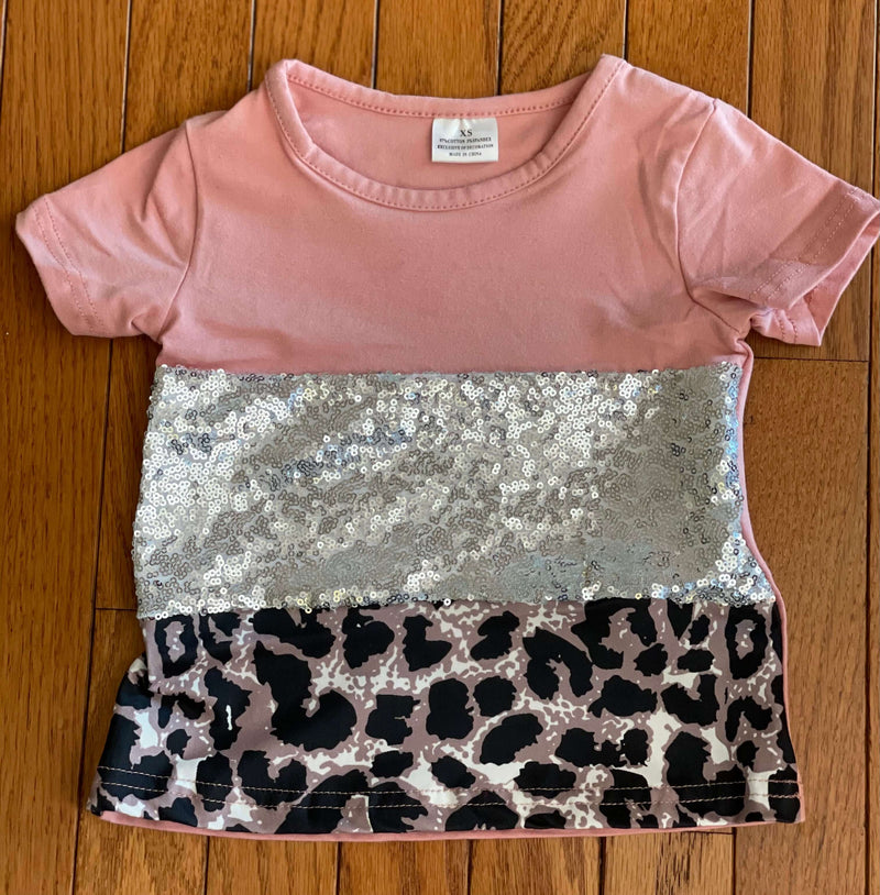 Leopard, Sequin and Pink Shirt-Girls-Simply Blessed Children's Boutique