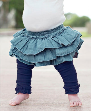Navy Footless Ruffle Tights-Girls-Simply Blessed Children's Boutique