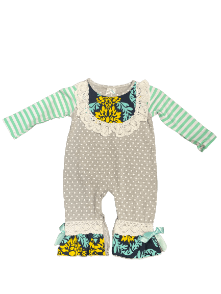 Gray and Mint Romper