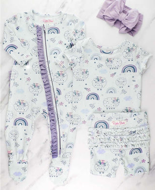 Sleepy Sheep Snuggly 2pc Ruffled Pajamas