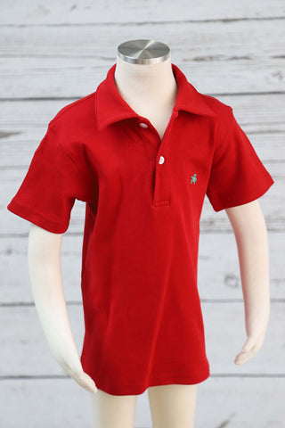 J Bailey Boys Red Short Sleeve Polo Shirt-Boys-Simply Blessed Children's Boutique