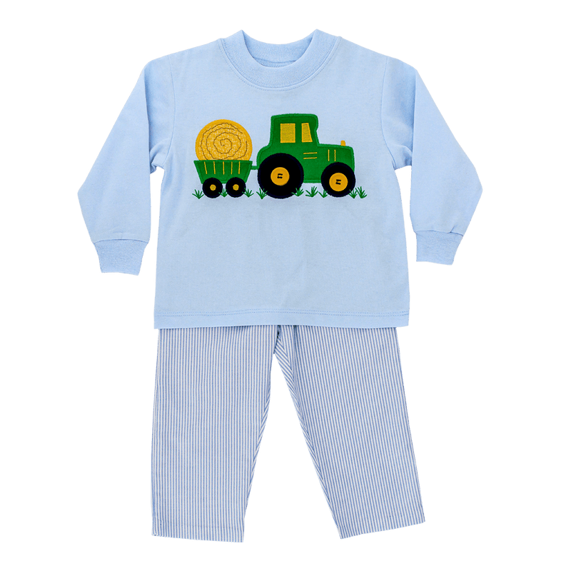 Bailey Boys Blue Tractor Pant Outfit-Boys-Simply Blessed Children's Boutique