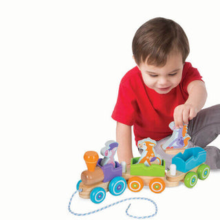 First Play Wooden Rocking Farm Animals Pull Train-Toys-Simply Blessed Children's Boutique