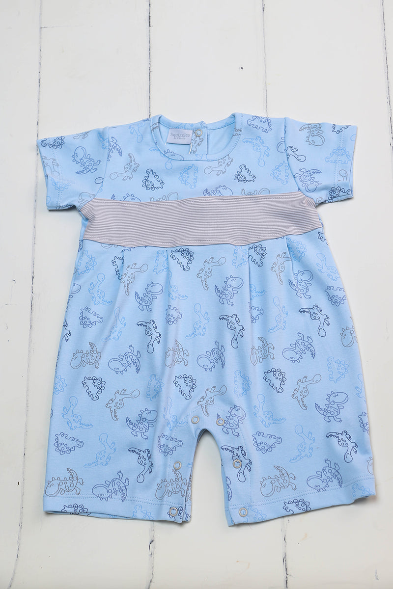 Squiggles Infant Boys Dinosaur Pima Cotton Romper-Infants-Simply Blessed Children's Boutique